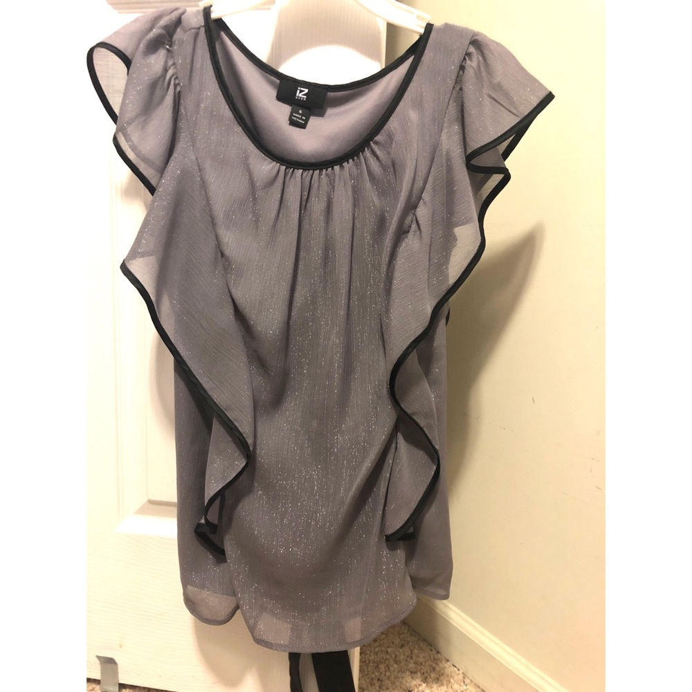 Dressy Gray Ruffle Top